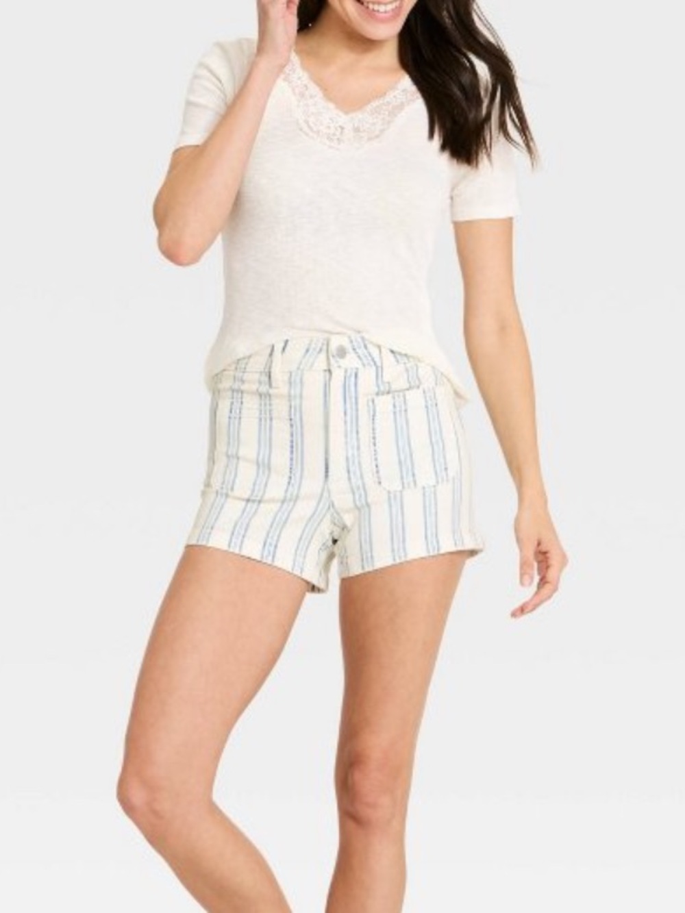 Universal Thread Sailor Shorts Womens 4 Blue Striped High‎ Rise Coastal Summer